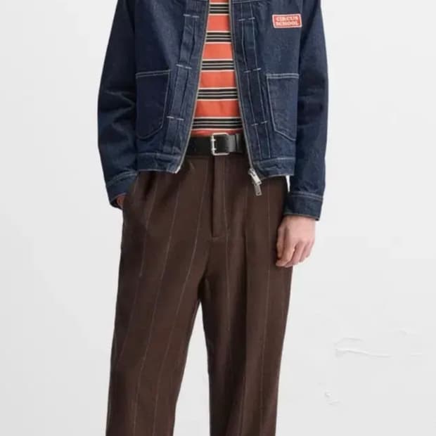 자라 x 해리램버트 브라운 스트라이프 울트라우저