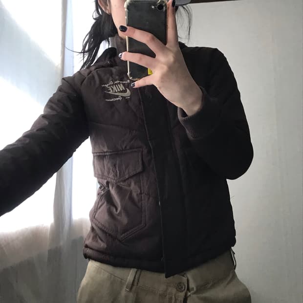 나이키 브라운 후드 패딩