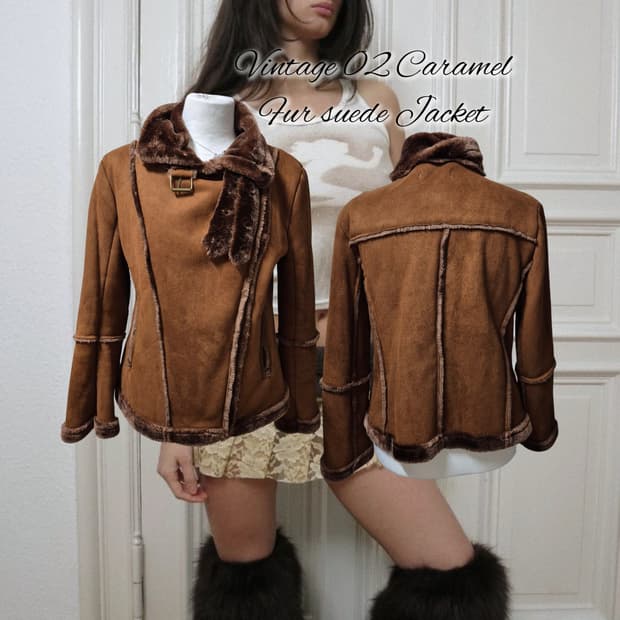 Vintage 02 Caramel Fur suede Jacket