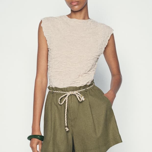  ZARA 자라 링클 캡소매 티셔츠, 자라 링클 슬리브리스