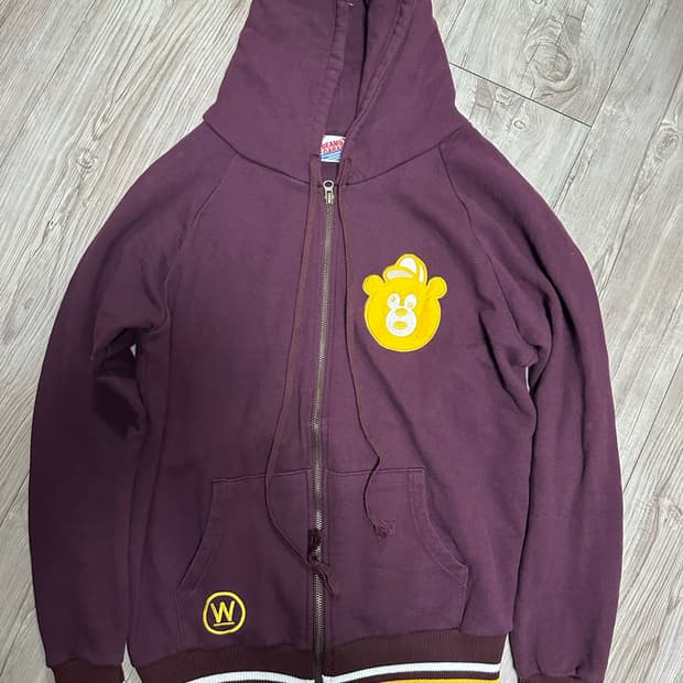 와인색 후드집업