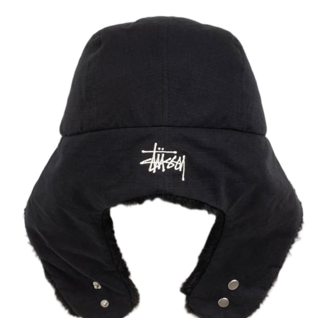 스투시 립스탑 트래퍼 캡 블랙