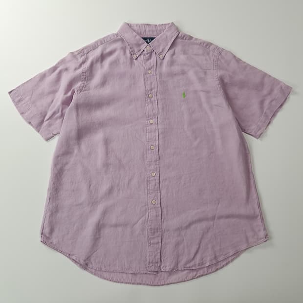 CK704 XL 폴로 90s 린넨 라벤더 반팔 셔츠 남방