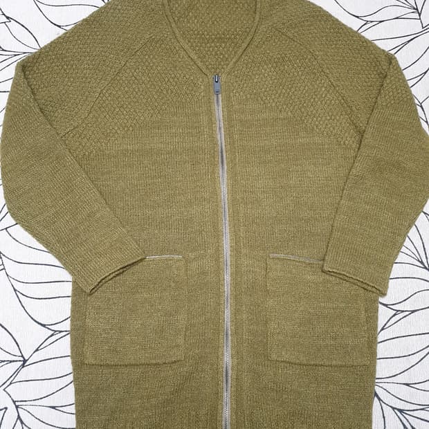 Maje 니트 집업 울 가디건 올리브 세미오버핏 1사이즈