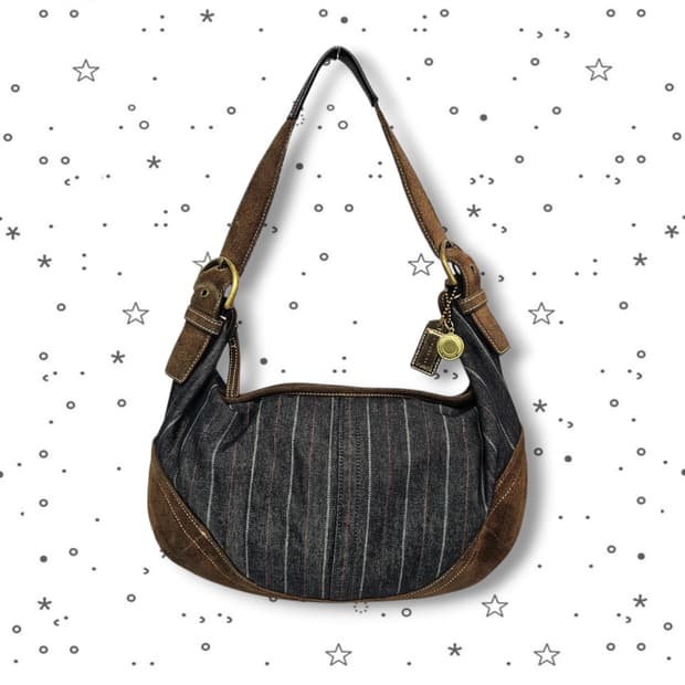 Coach 코치 데님 스웨이드 숄더백