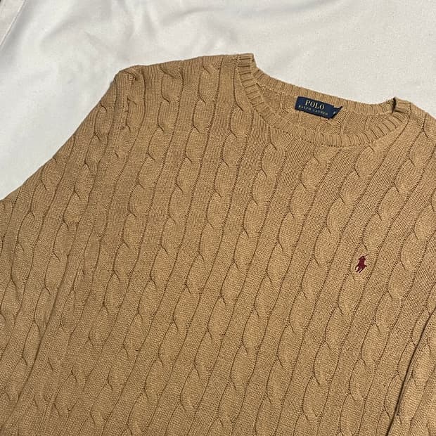 XXL 폴로랄프로렌 브라운 케이블 니트 