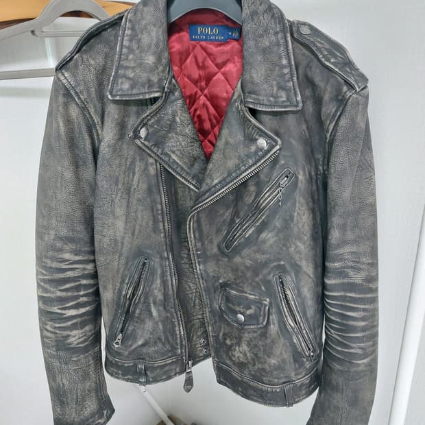 폴로 랄프로렌 레더 바이커 라이더 오일클로스 M