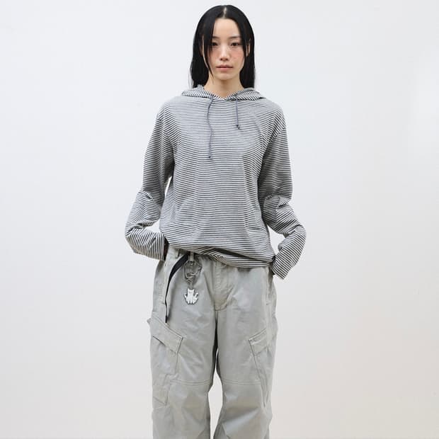 hatchingroom stripe hoodie grey 3size
