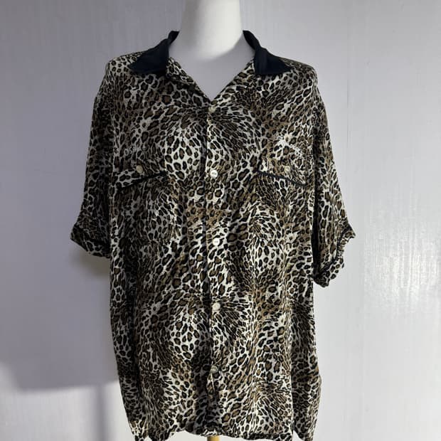 Freaks store towncraft 자수 레오파드 레이온 셔츠