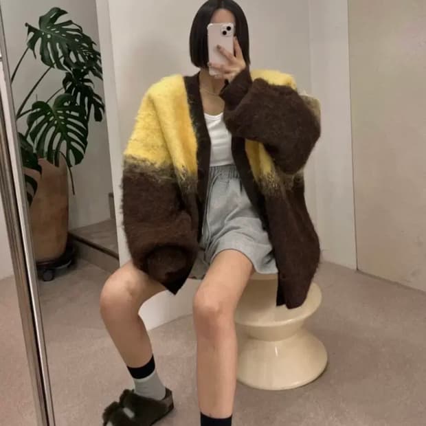 엔티크제이_옴브레 브러쉬 가디건(브라운)