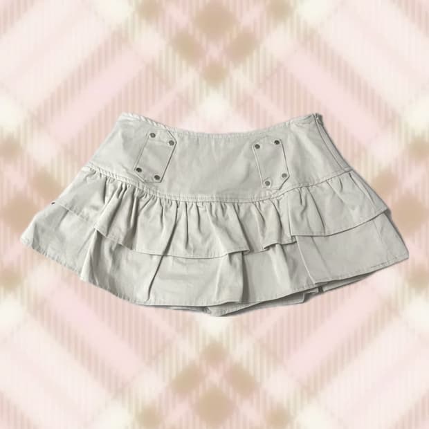라떼 베이지 캉캉 스커트 치마 히메 오네 갸루 러블리 로걀 와투케 빈티지