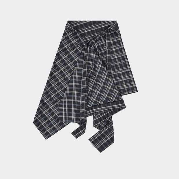 공테잎 체크 스커트 0tape CHECK BUTTON WRAP SKIRT