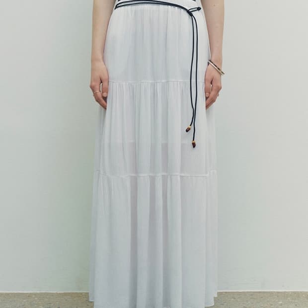 니브 프릴 맥시 스커트 화이트