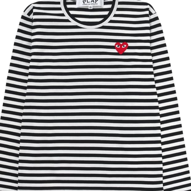 [2XL]꼼데가르송 스트라이프 롱슬리브 xxl 화이트블랙 화트와펜