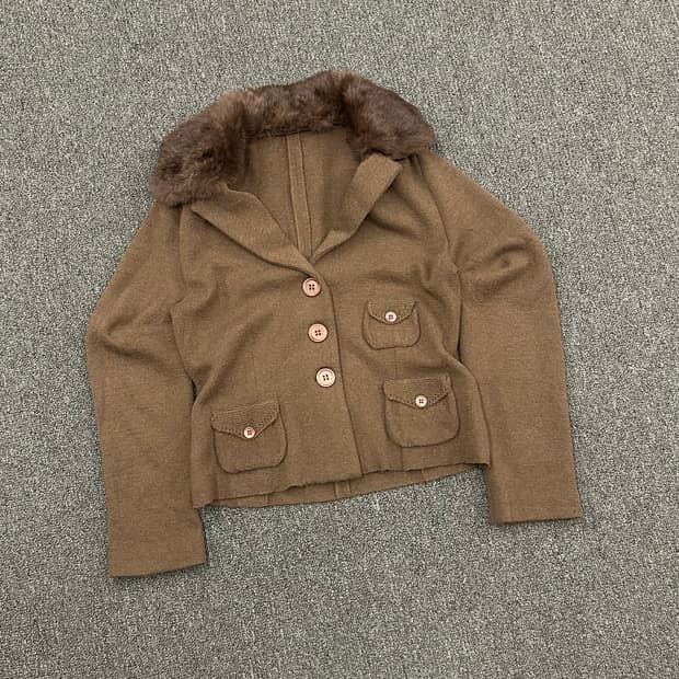 OS)Japanese vintage 여성 퍼 가디건