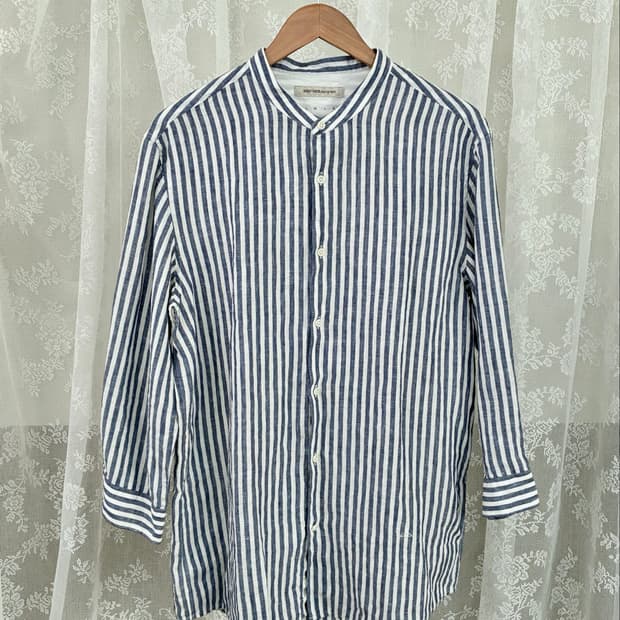 XL) 에피그램 린넨 100 스트라이프 셔츠 블루