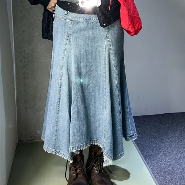 denim unbalanced skirt