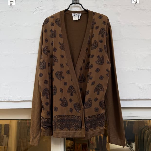 Genny Italy 제니 실크 울 블랜드 랩 가디건 IT46