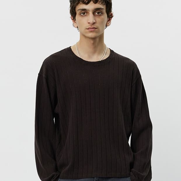 Mfpen LS Round Neck / Brown Rib 