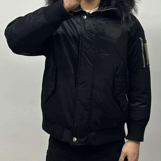 버커루 y2k 라쿤퍼 후드 다운 자켓 패딩