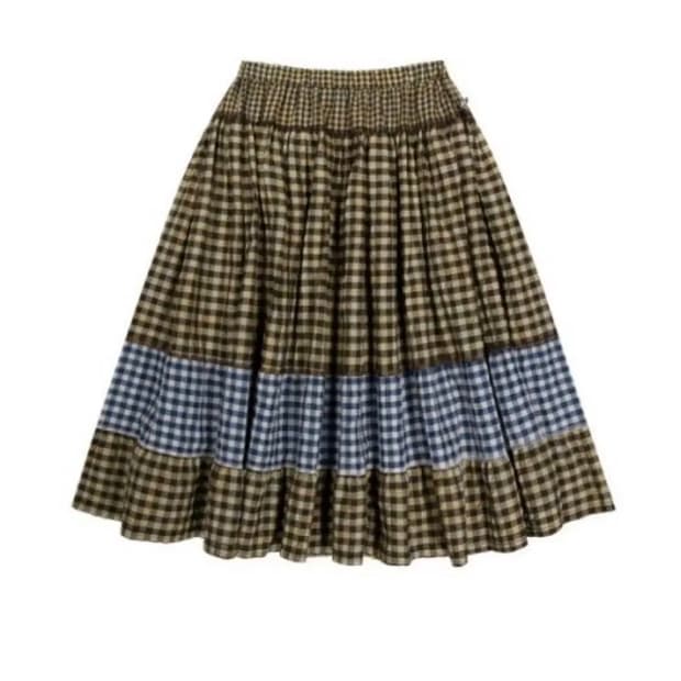 코이세이오 모리 체크스커트 브라운