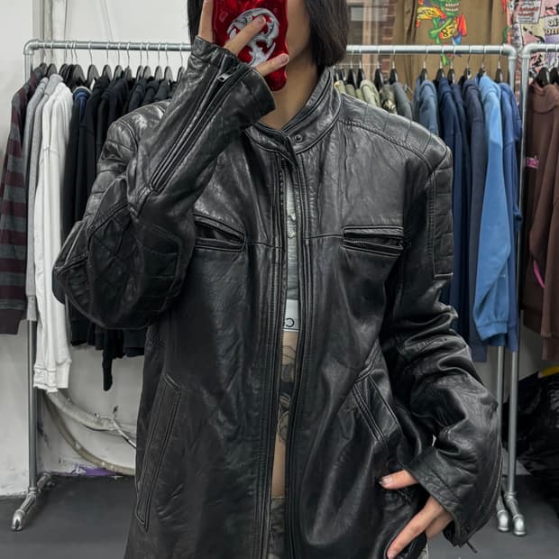 DKNY 레더 바이커 자켓