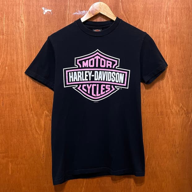 (S) Harley Davidson 할리 핑크 로고 프린팅 반팔티