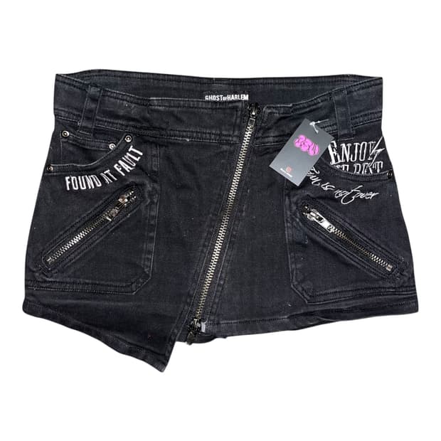 GHOST of HARLEM 레터링자수 사선 스커트팬츠 펑크y2k갸루