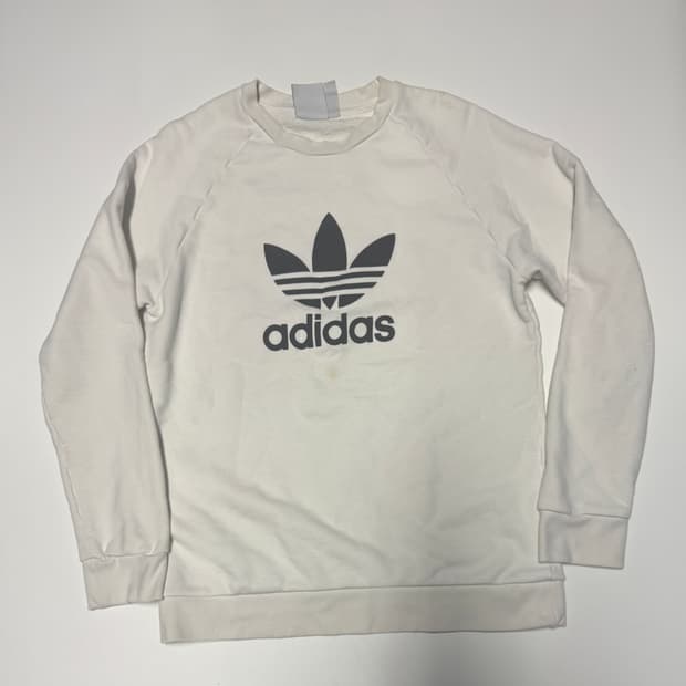 아디다스 트레포일 로고 화이트 맨투맨 L