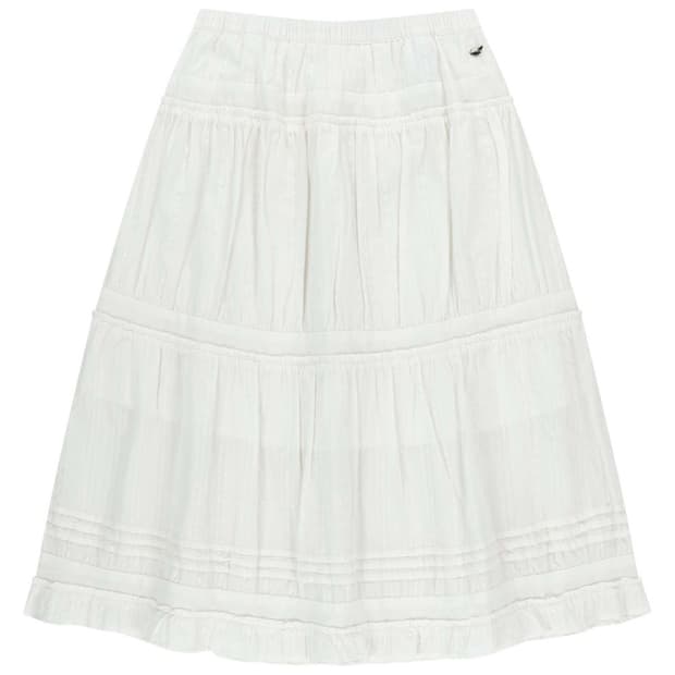 COYSEIO SHIRRING MIDI SKIRT WHITE