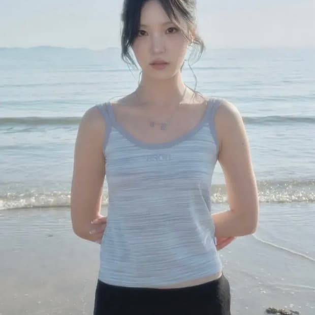 애즈온 웨이브 슬리브리스 그레이 wave sleeveless