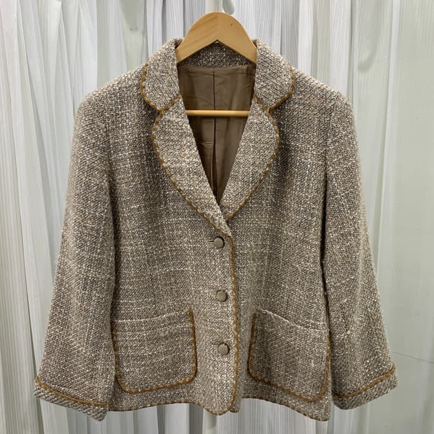 일본 빈티지 트위드 패턴 쓰리버튼 자켓 1683