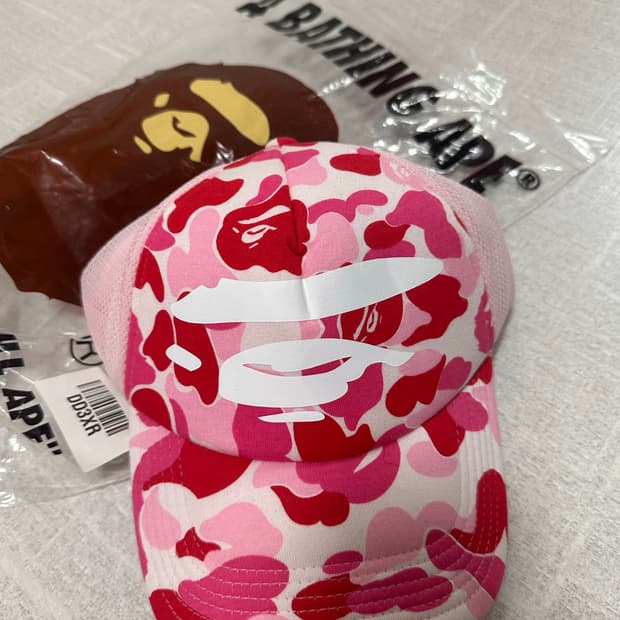 베이프[bape]abc카모 핑크 트러커캡