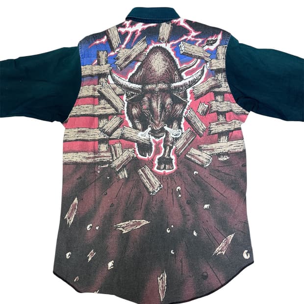 빈티지 90s 랭글러 Wrangler 롱혼 웨스턴 셔츠 그린 XL