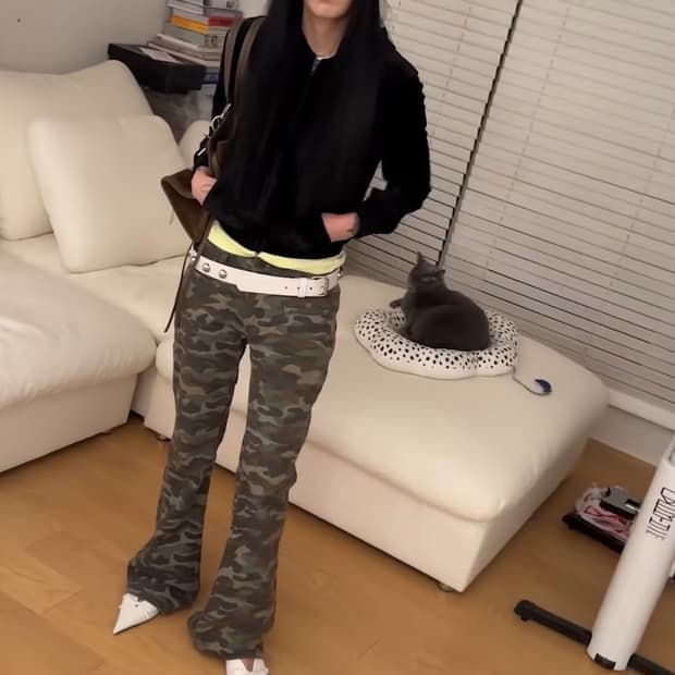 팩스카피익스프레스 카모 부츠컷 팬츠