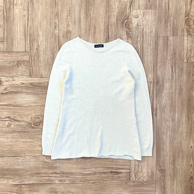 BLUE ICE 하트 패턴 캐시미어 크림 스웨터