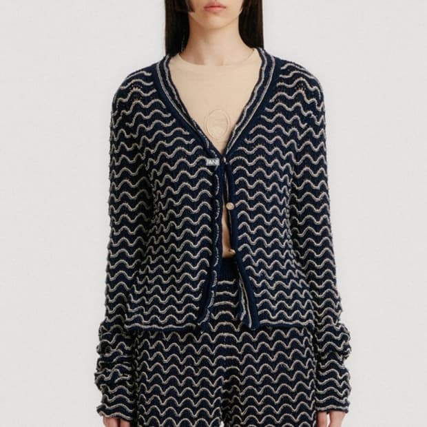 (XS-S)YUTANI Lace Textured Knit cardigan