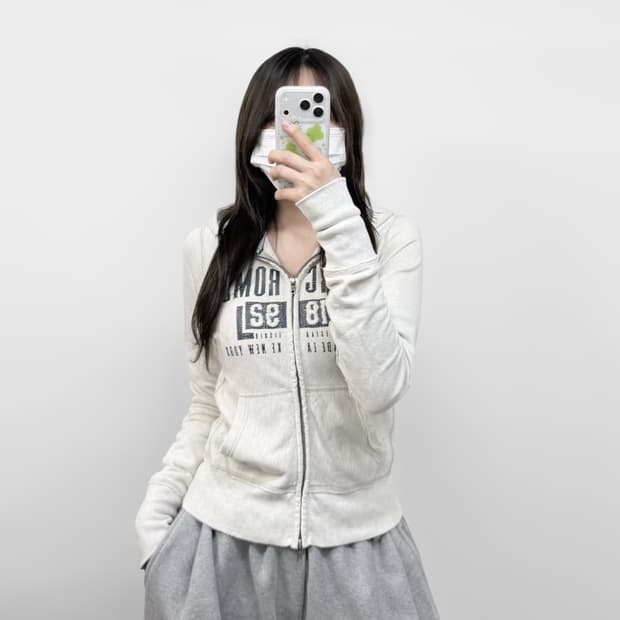 아베크롬비 스펠 로고 후드집업 멜란지 그레이