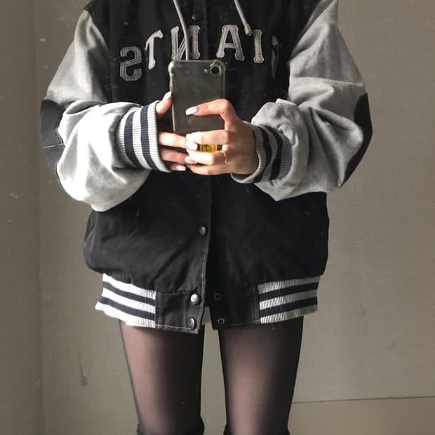 MLB 오버핏 데님 바시티 자켓