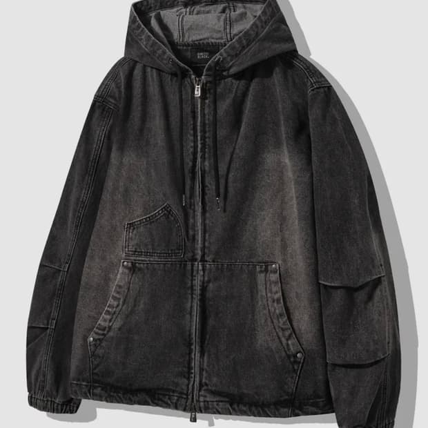 디미트리블랙 페이드워싱 OG 데님 후드 집업 그레이