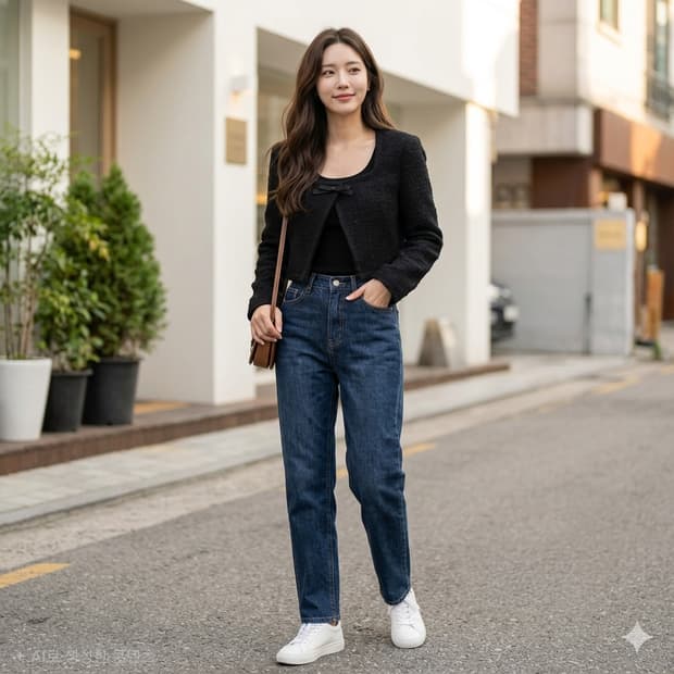 가니송(GANISONG) 리본 포인트 트위드 자켓