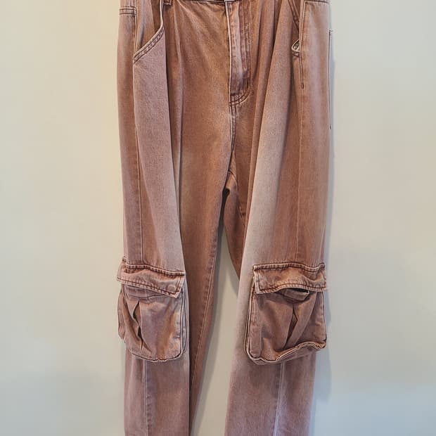 엑스톤즈 파스텔 데님 카고팬츠(pink)