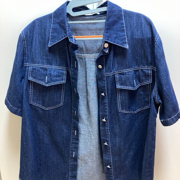 생지 데님 셔츠 반팔반바지 셋업 새상품 