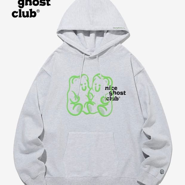 GUMMY BEAR & LOGO HOODIE_LIGHT GREY