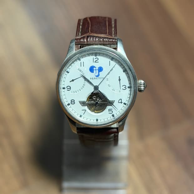 오토매틱 오픈하트 가죽 시계