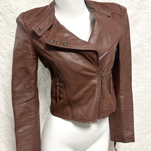 빈티지 쉽스킨 양가죽 스터드 레더 자켓