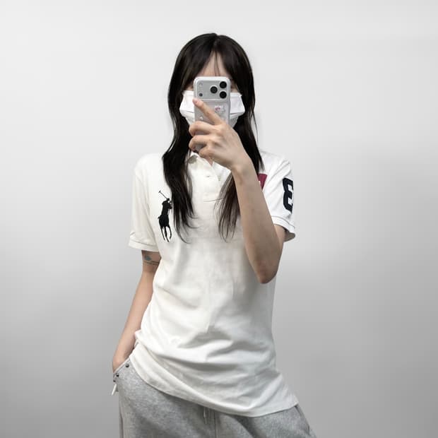 폴로 랄프로렌 스위스 빅 포니 자수 카라티 화이트