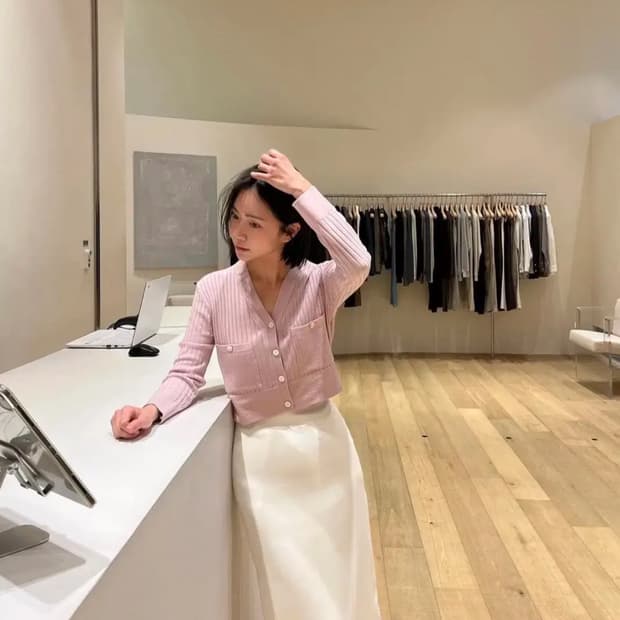 블러썸에이치컴퍼니 레트크롭가디건, 레트크롭나시 블랙