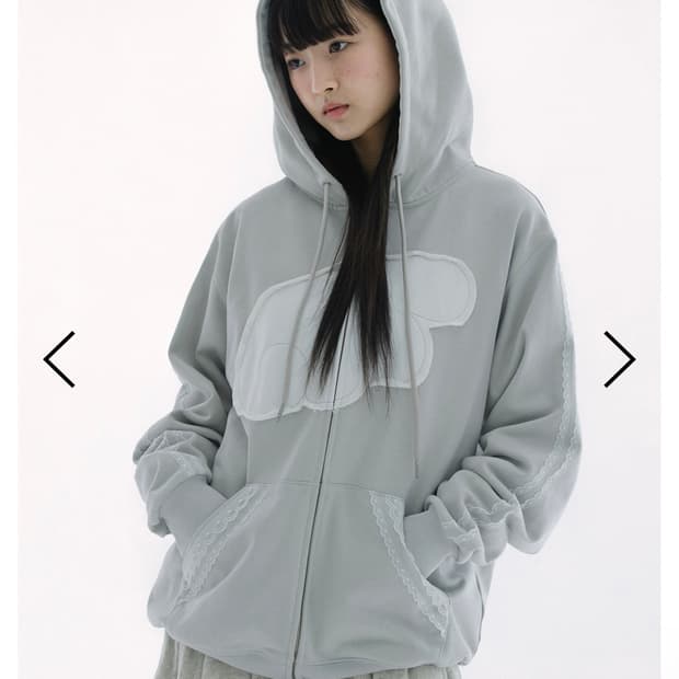 허그유어스킨 엔젤 윙 후드집업 그레이