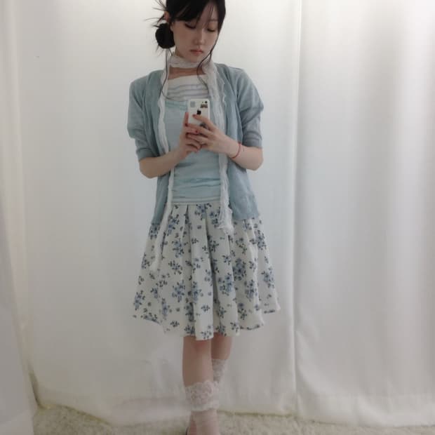 스카이블루 플라워 데일리 페어리 코디 세트